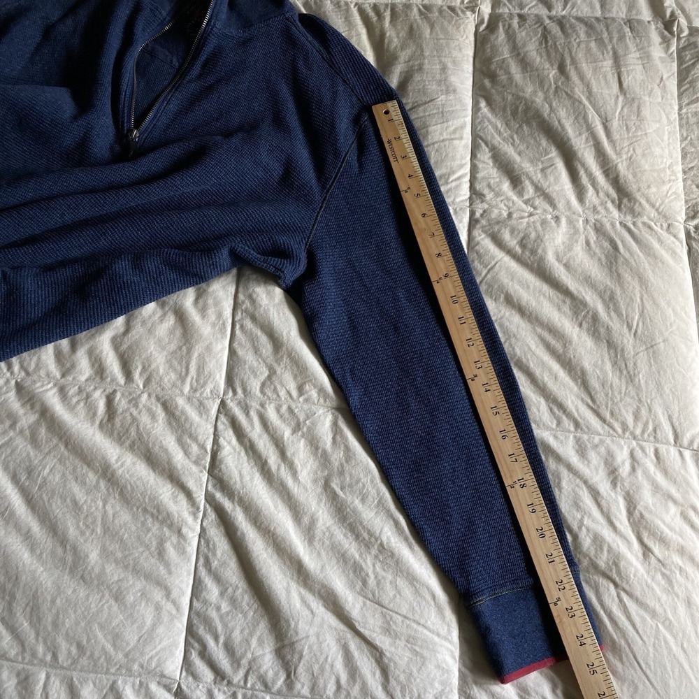Robert Graham Mens 2XL Thermal Waffle Long Sleeve 1/4Zip Pullover Sweater Blue - Picture 16 of 16